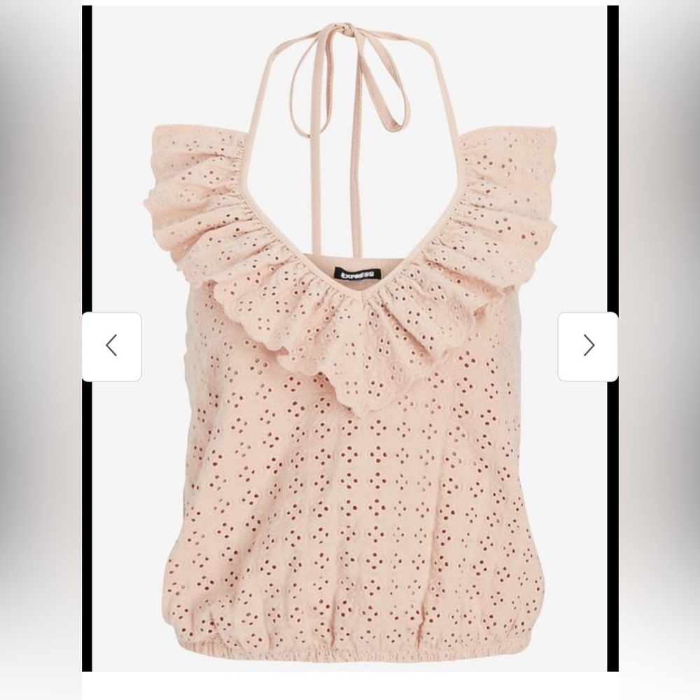Express M Eyelet Ruffle Halter Top - Picture 12 of 13